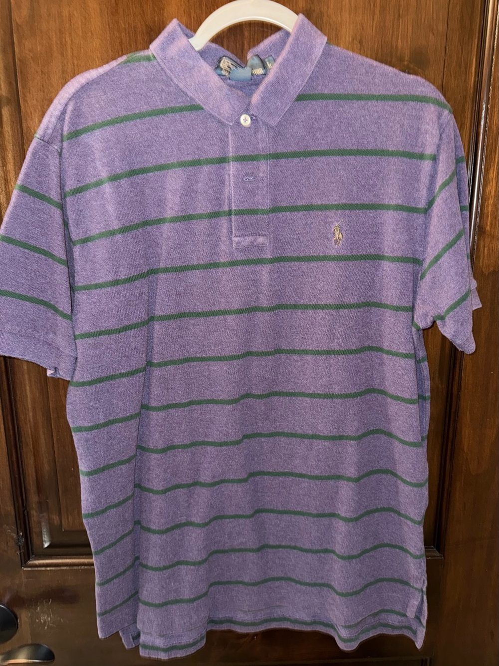Ralph Lauren Purple Polo with Green Stripes